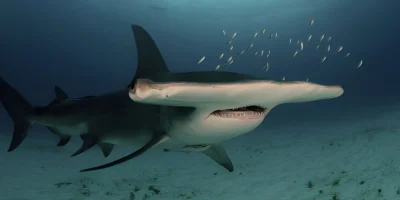 大双髻鲨 Sphyrna mokarran 斜前方近照 大双髻鲨 Sphyrna mokarran 斜前方近照