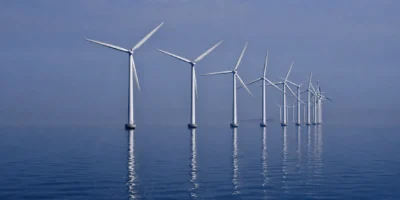 平静的厄勒海峡水域中的Middelgrunden海上风电场